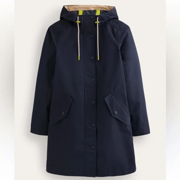 Boden Wells Navy Waterproof Hooded Coat 4 Reg - Picture 3 of 8